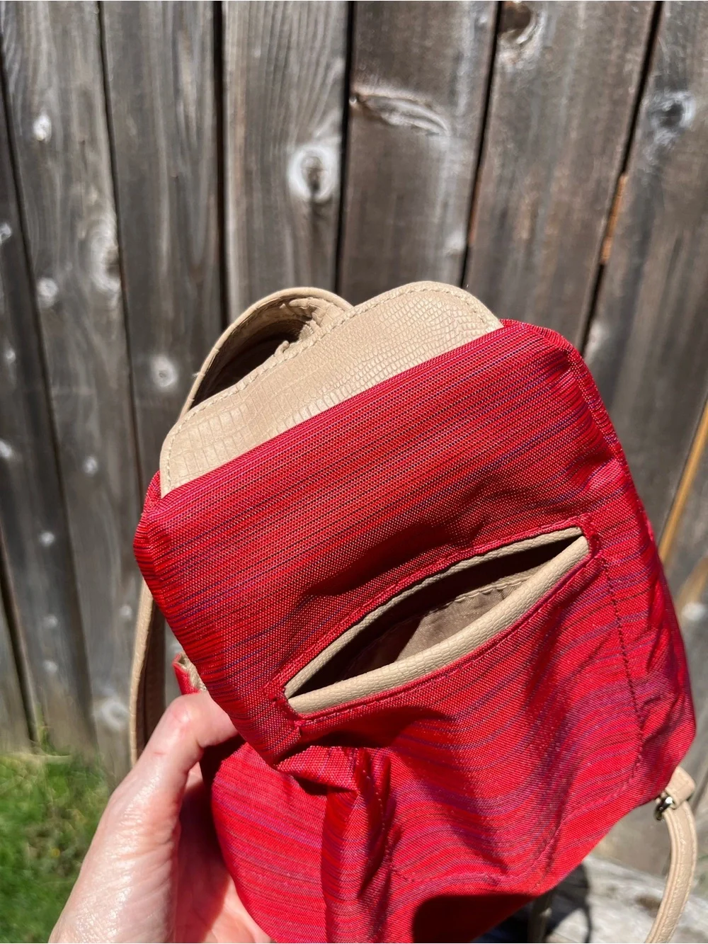 Multisac small orange canvas backpack purse